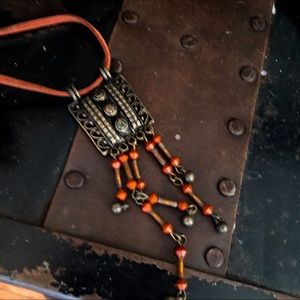 Copper antique tone boho ethnic necklace